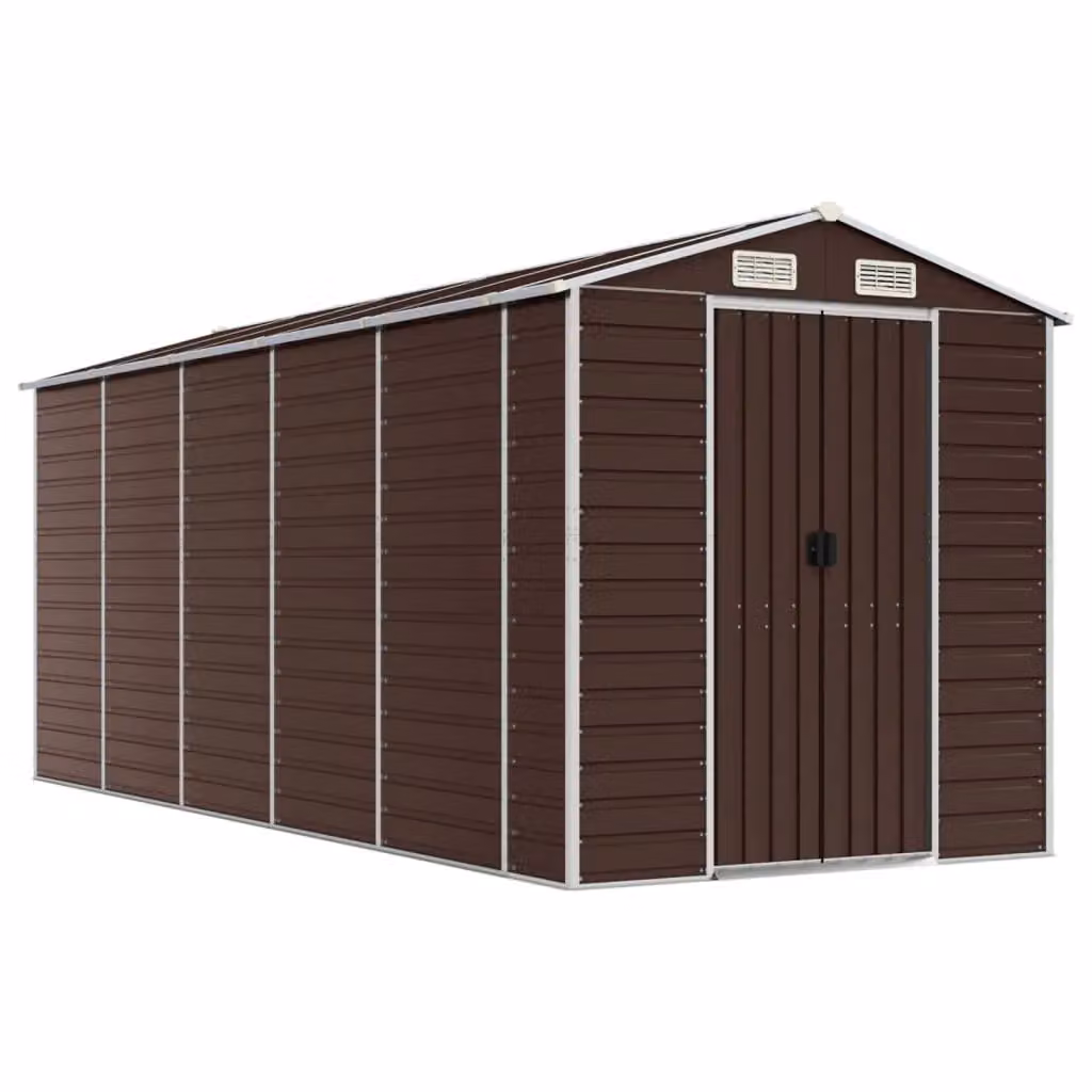 Berkfield Home Brown Galvanised Steel Garden Shed with Side Vent W/D/H: 191 x 470 x 198 cm – 2