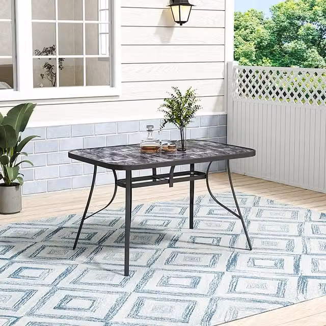 Lifeideas Black Marble Effect Rectangular Coffee Table with Tempered Glass and Metal Base, Width: 80 cm