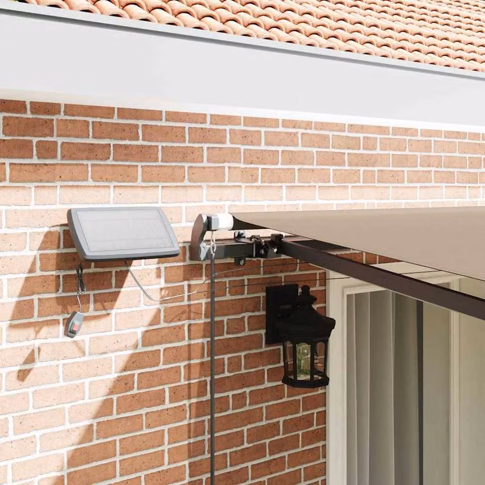 Berkfield Home Manual Retractable Folding Arm Awning with LED in Beige, W: 400 cm, D: 300 cm – 4