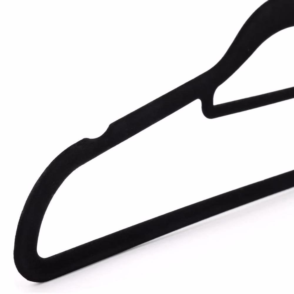 PAWNORA Non-slip Velvet Flocked Coat Hangers with Bar, Black, Pack of 10 – 3