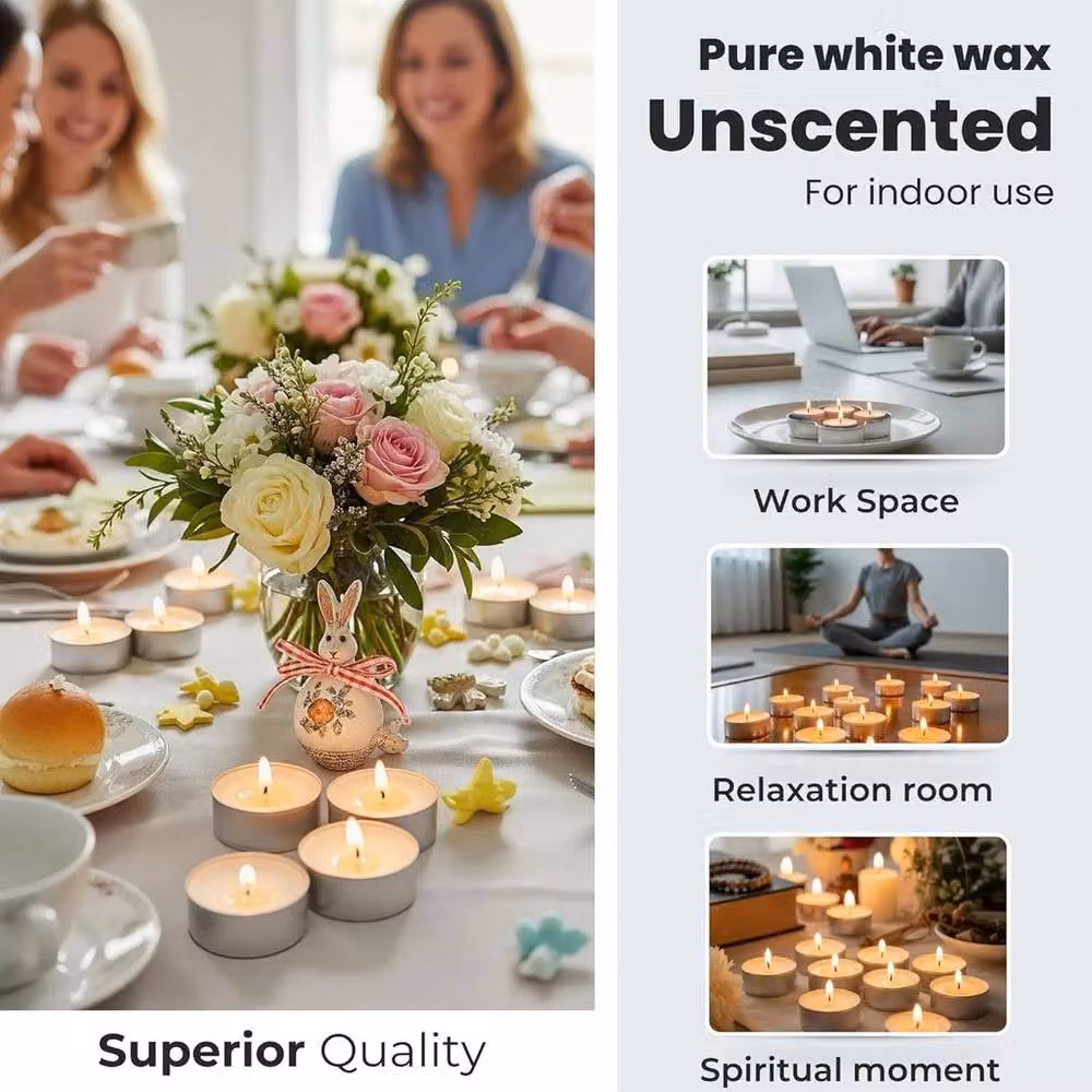 PAWNORA 100 White Tea Light Candles for Night Lights – 3