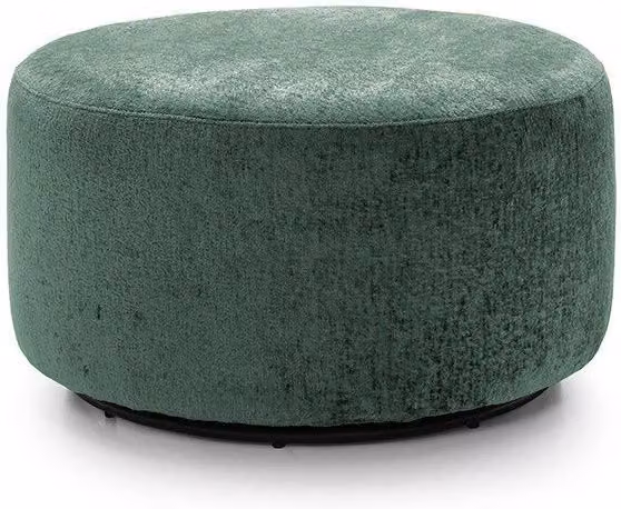 Abakus Direct Harriet Swivel Footstool in Rifle Green Crushed Chenille or Velvet, Diameter: 73 cm, Height: 40 cm – 2