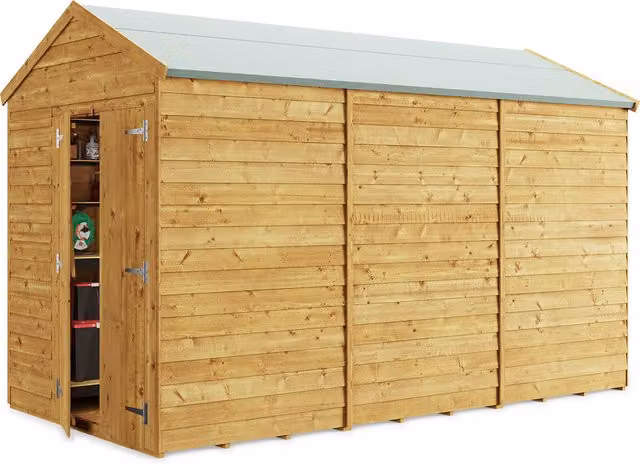 BillyOh Switch Overlap Apex Wooden Shed in Brown with Double Doors and Gable Roof