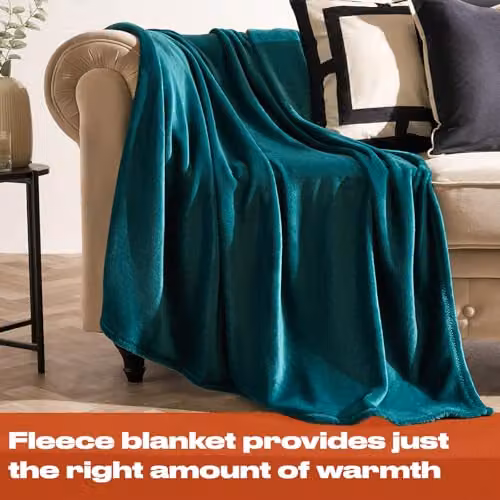 OHS Fluffy Fleece Throw Blanket in Petrol Blue, W/D/H: 150 x 200 cm – 4