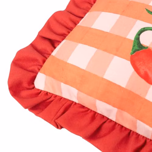 Furn Gingham Chilli Red Checked Ruffle Cushion, W/D/H: 43 x 43 x 43 cm – 3