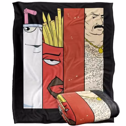 Aqua Teen Hunger Force Group Tiles Silky Touch Super Soft Fleece Throw Blanket, Multicolour, W: 152 cm, D: 127 cm