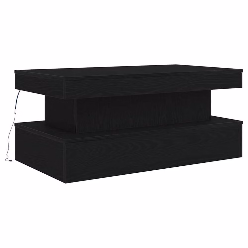 Berkfield Home Modern Black Oak Coffee Table with LED Lights and Lift Mechanism W/D/H: 90 x 50 x 40 cm – 3