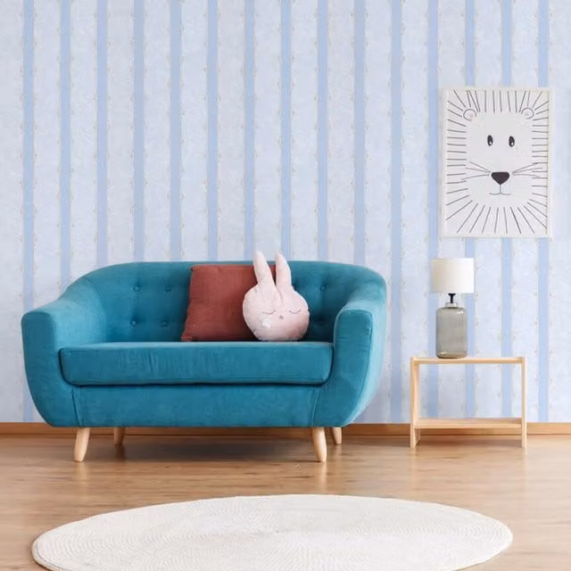 SK Filson Blue Striped Abstract Scandinavian Washable Wallpaper Roll