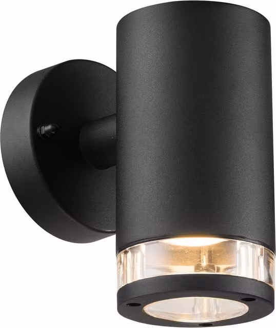 Nordlux Birk Modern Outdoor Wall Light in Black Metal with Transparent Glass, GU10, IP44, Mains Powered – 1