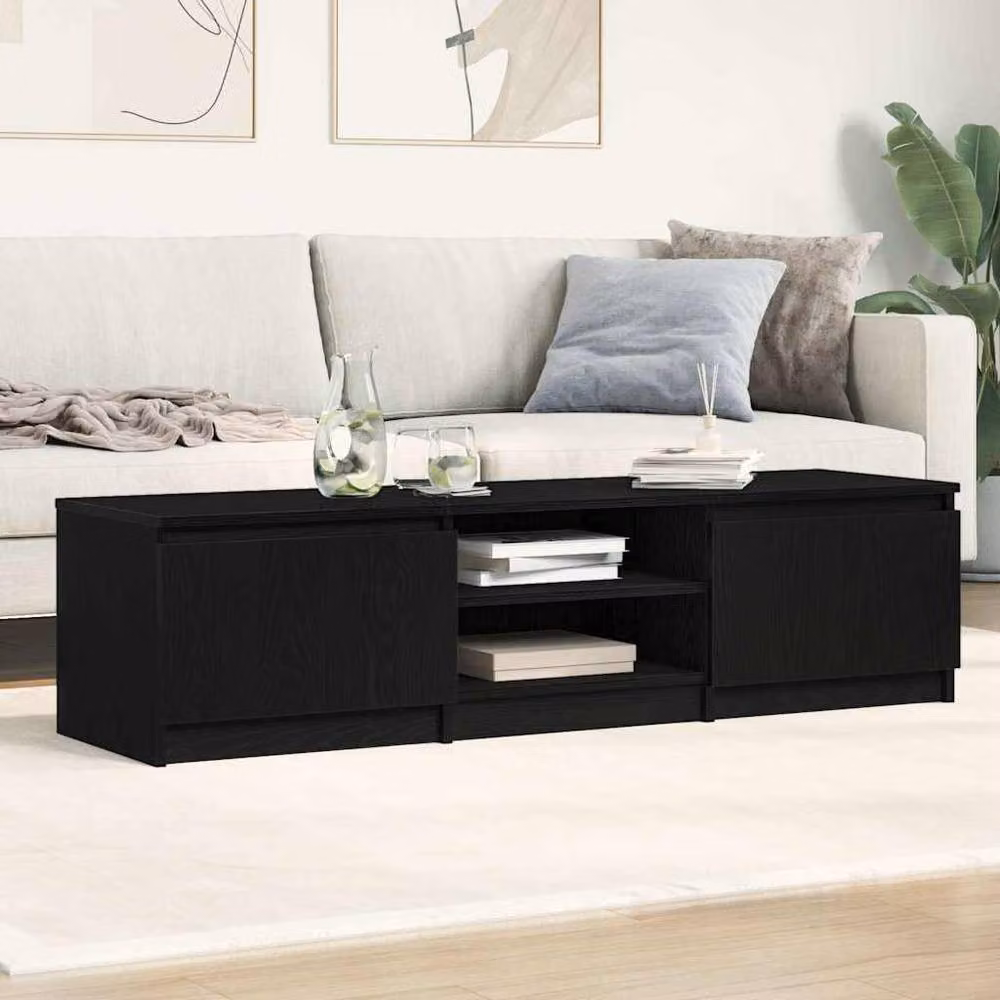 Berkfield Home Black Oak TV Cabinet, W: 140 cm, D: 40 cm, H: 35.5 cm – 3