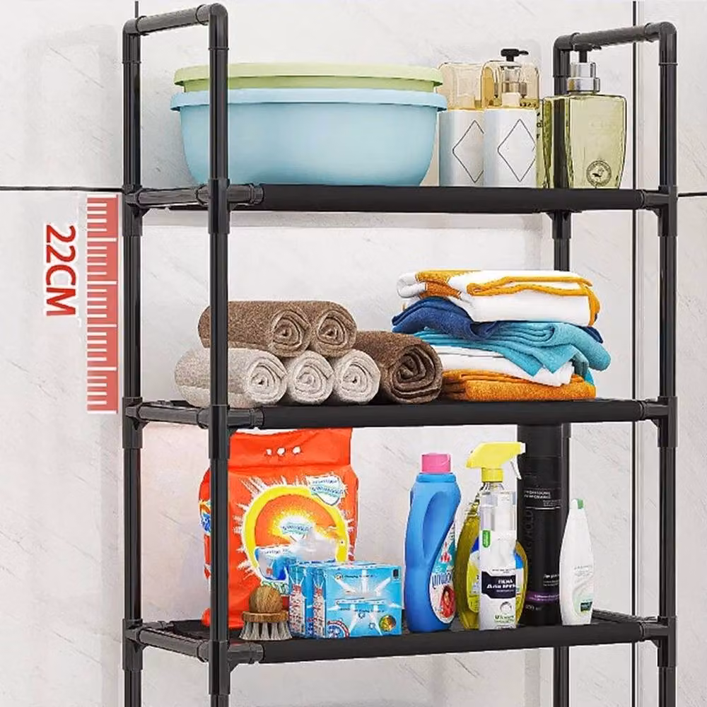 VOGREX 3-Tier Over-Toilet Bathroom Storage Shelf Organizer in Matt Black – 3