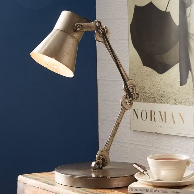 IH Design Panna Wrench Table Lamp Stand in Silver Metal