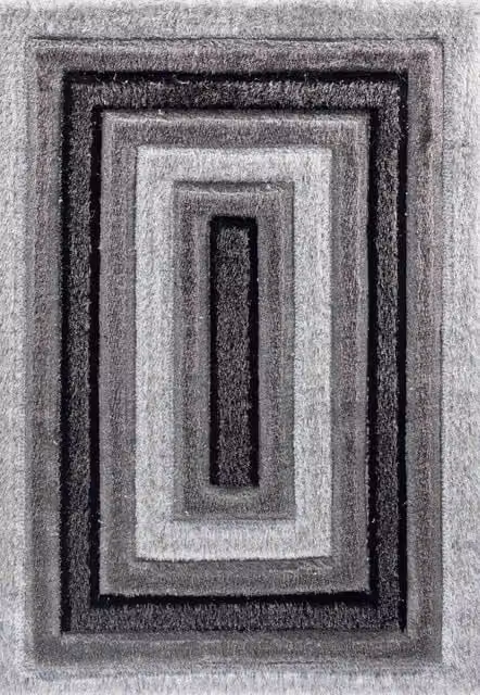 Desire Rugs Modern Soft Bordered Shimmer Shaggy Area Rug in Grey, W/D/H: 60 x 220 x 1 cm – 1
