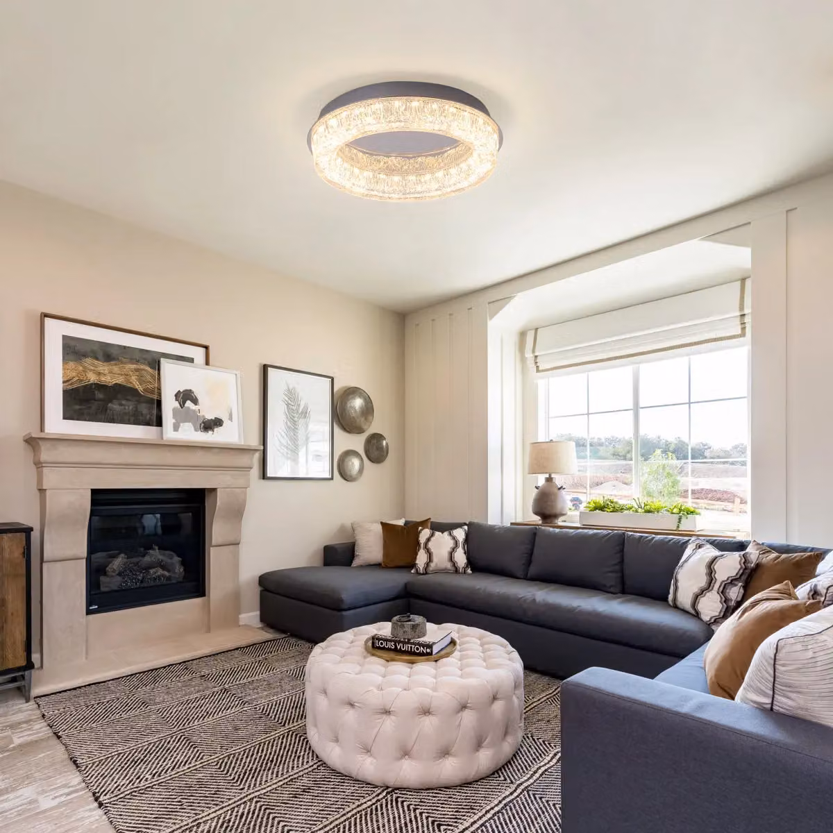 Garwarm Round LED Flush Mount Ceiling Light in Chrome and Transparent Glass – 2