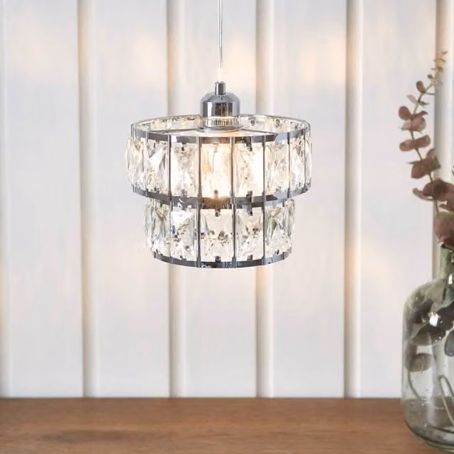 Pagazzi Darla Transparent Glass Ceiling Pendant Shade with Black Details