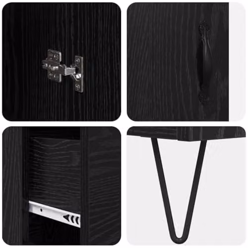 vidaXL Modern Black Oak Highboard with Hinged Doors and Internal Shelves, W/D/H: 69.5 x 34.0 x 90.0 cm – 4