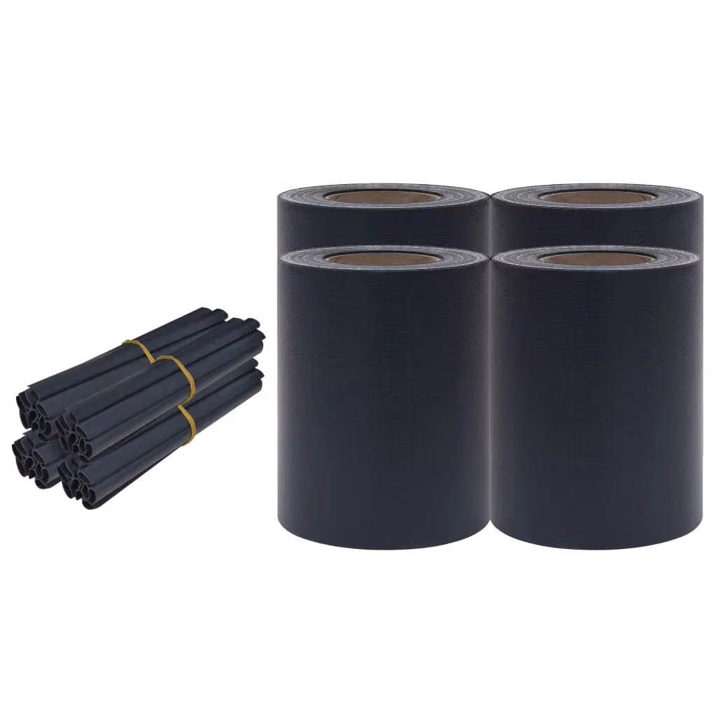 Berkfield Home Garden Privacy Screens, 4-Piece PVC Opaque Strip Set in Matte Dark Grey, W: 35 m, D: 0.19 m – 2