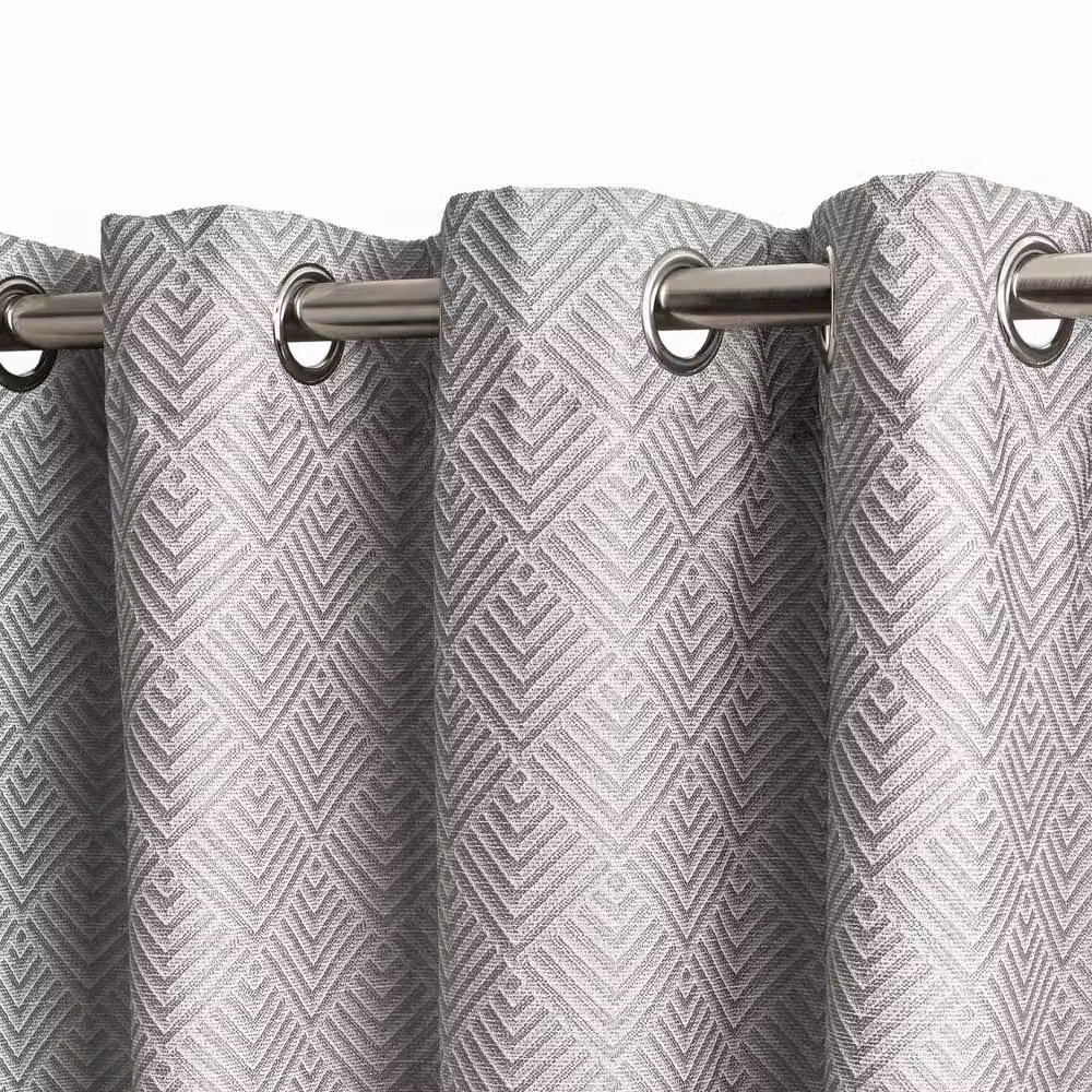 New Edge Blinds Amaranth Geometric Eyelet Curtains in Grey, Width: 168 cm, Drop: 183 cm – 2