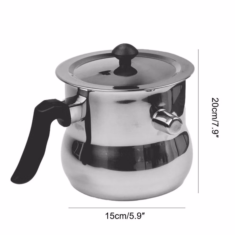 KORVIXA Stainless Steel Milk Pot with Lid in Silver, 1.5 l – 2