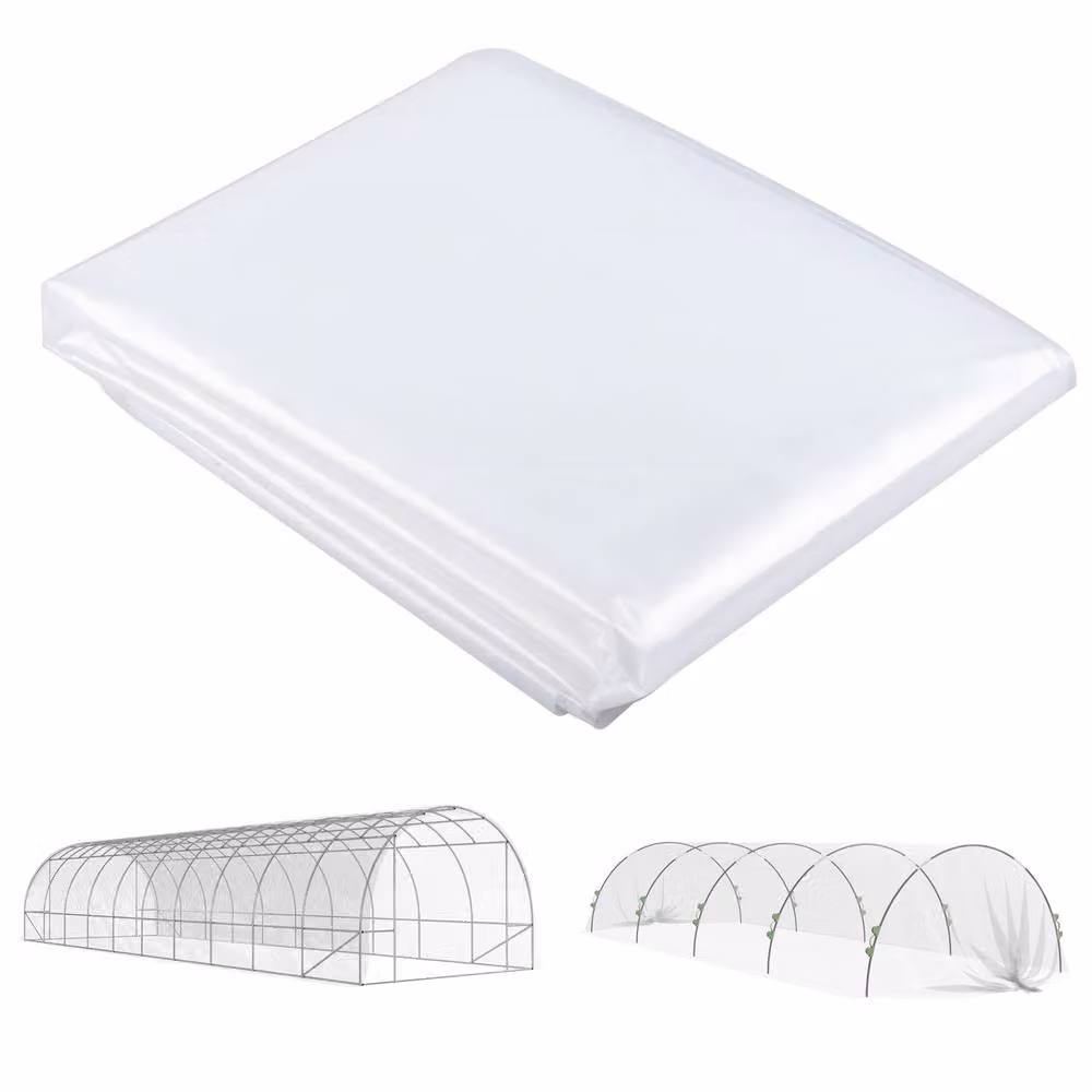 OUTSUNNY UV Resistant Waterproof Plastic Polytunnel Cover, Clear, 6 x 10m – 2