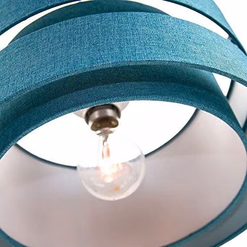 Happy Homewares Contemporary Petrol Blue Linen Fabric Triple Tier Ceiling Pendant Light Shade, Diameter: 26 cm – 3