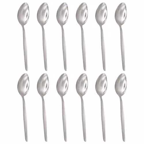 Argon Tableware Economy Stainless Steel Dessert Spoons, Silver, Pack of 12, Length: 19 cm – 1