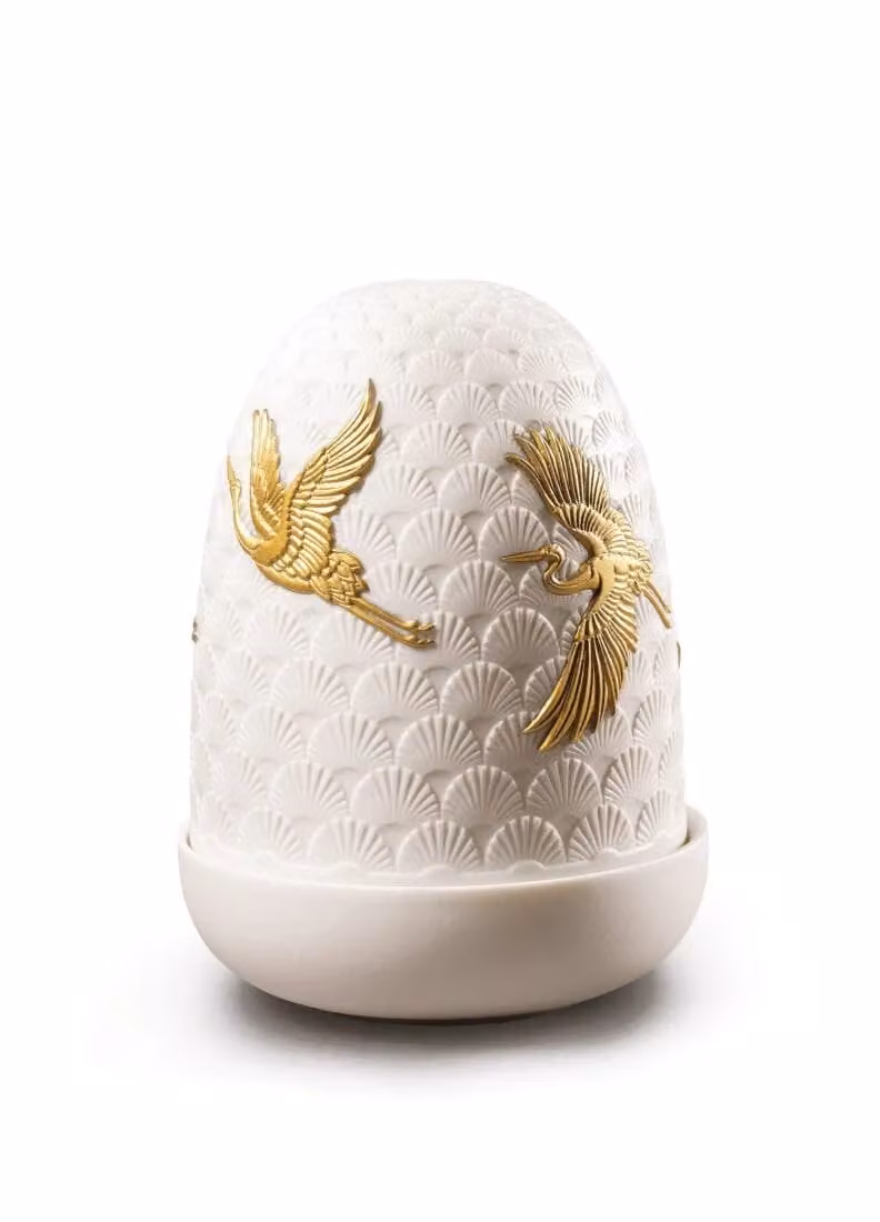 Lladró Cranes Dome Ceramic Table Lamp in White
