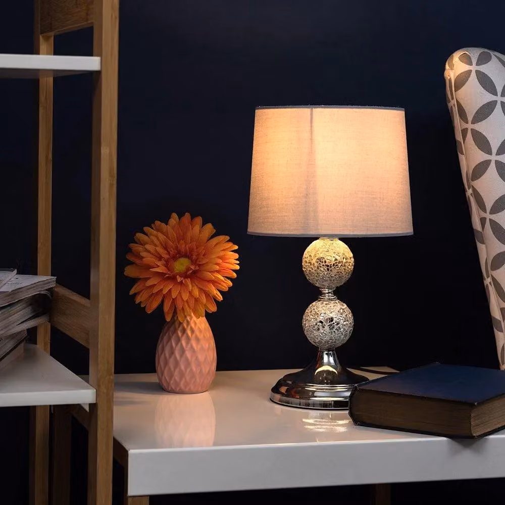 ValueLights Harmony Pair of Grey and Chrome Table Lamps – 3