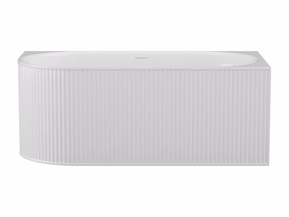 Vente-unique Fluted Asymmetric Corner Bath in Matt White Acrylic, W/D/H: 150 x 75 x 58 cm, 215L – 2