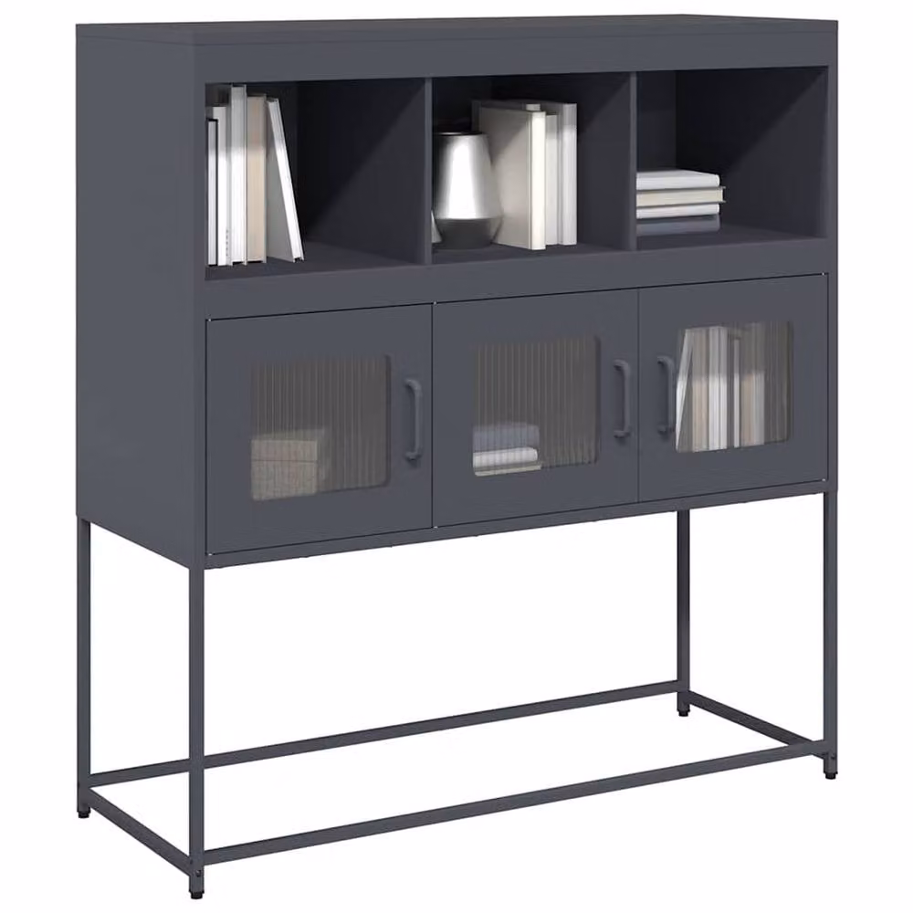 Berkfield Home Anthracite Sideboard in Dark Grey Matt Metal, W/D/H: 100.5 x 39 x 107 cm – 1