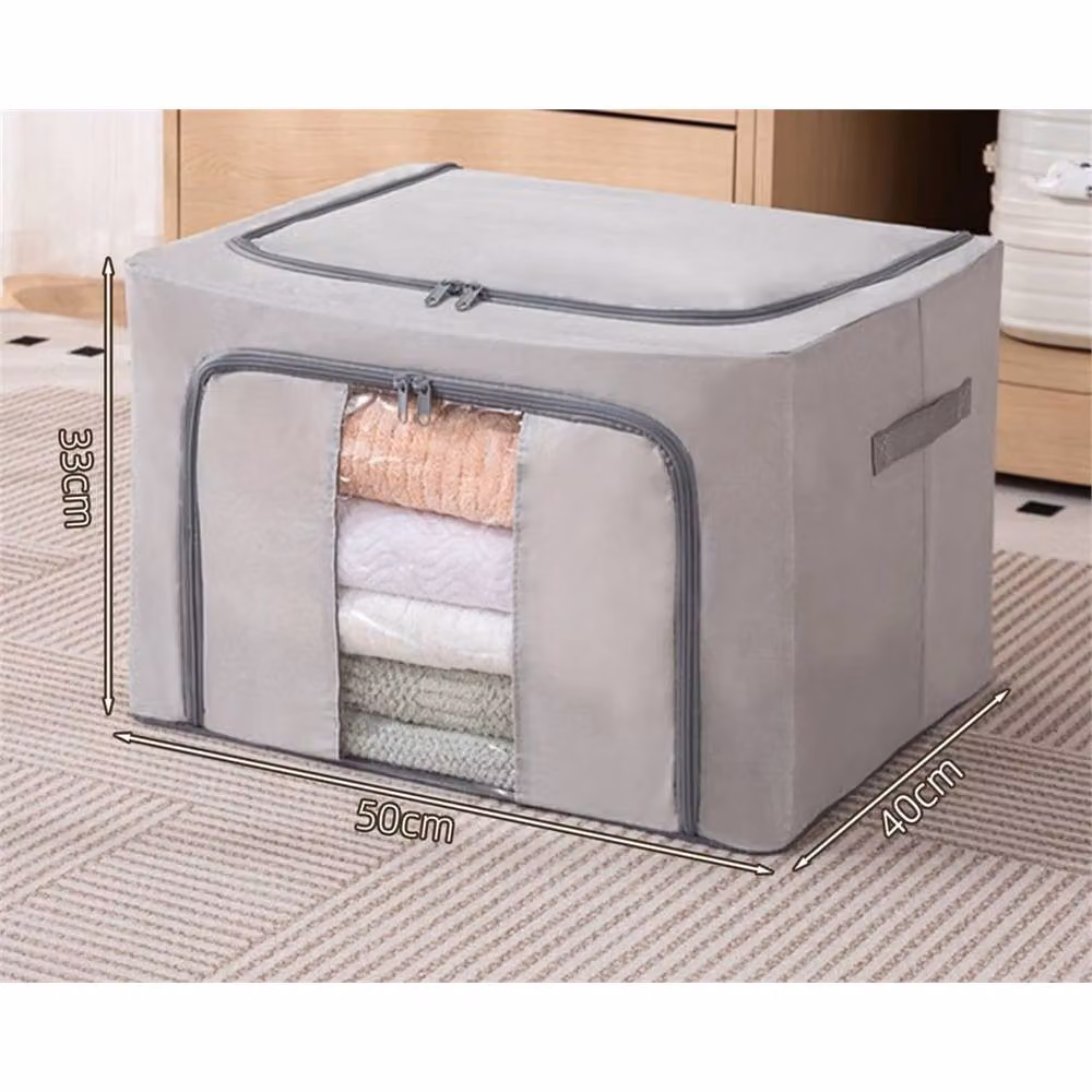 VOGREX 3-Piece Foldable Oxford Cloth Storage Box Set with Steel Frame, 66L, Grey – 2