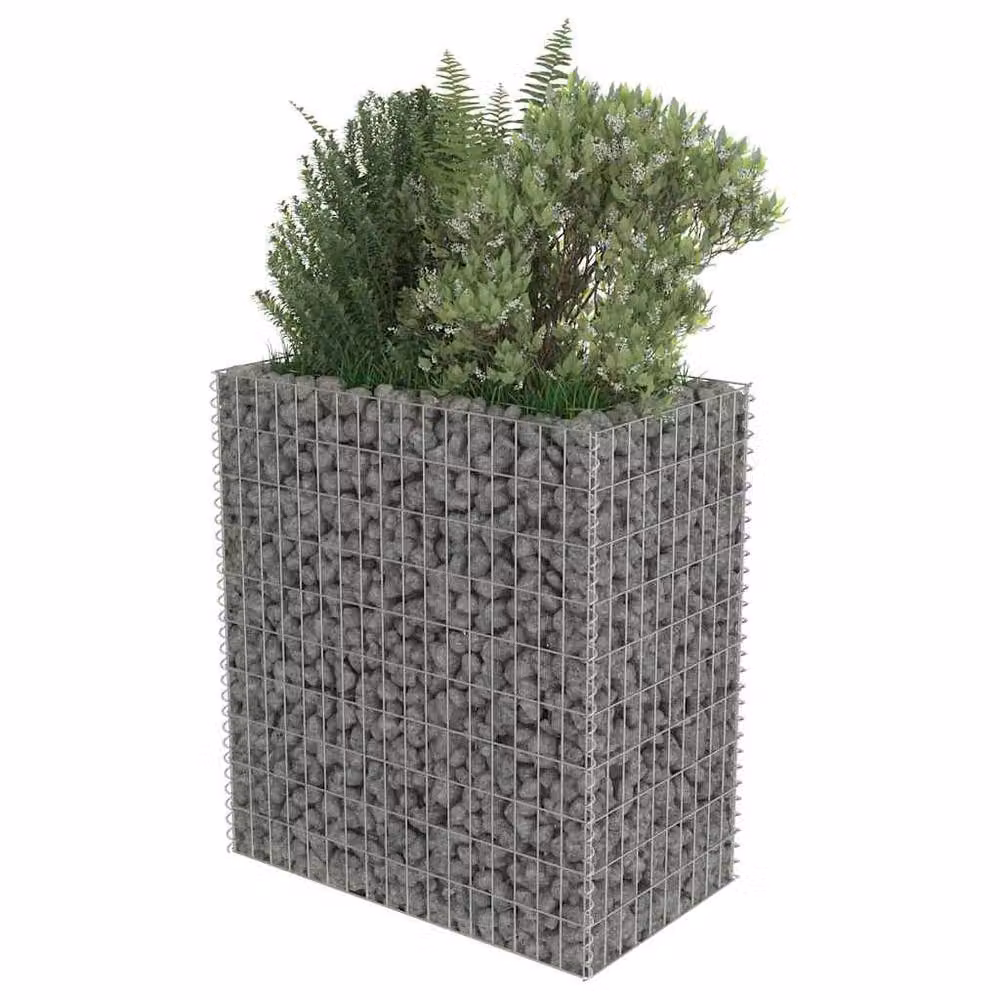 Berkfield Home Silver Galvanised Steel Stone Gabion Raised Bed, W: 90 cm, D: 50 cm, H: 100 cm – 3
