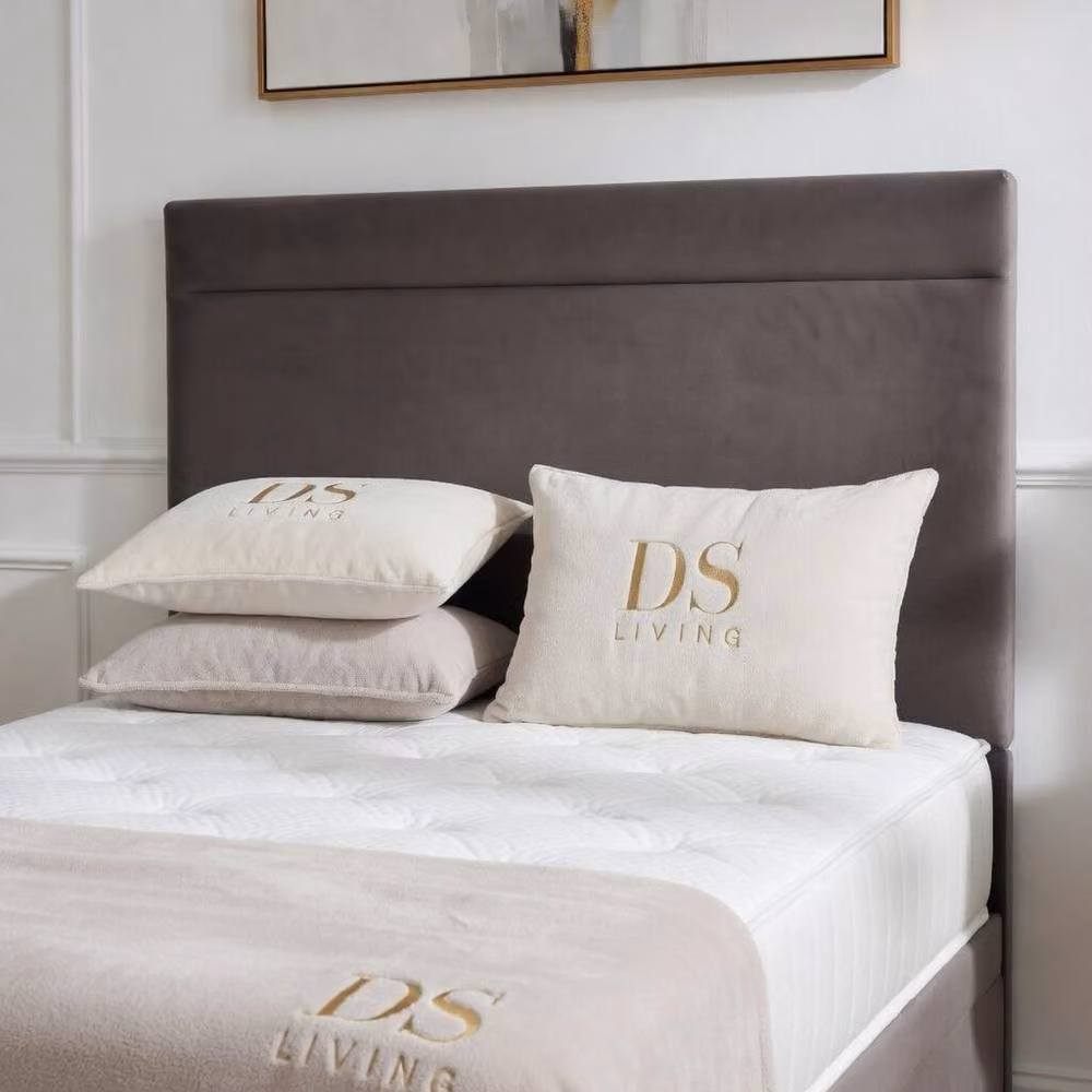 DS Living Majesty Grey Velvet Upholstered Ottoman Bed, W/D/H: 140 x 200 cm – 2