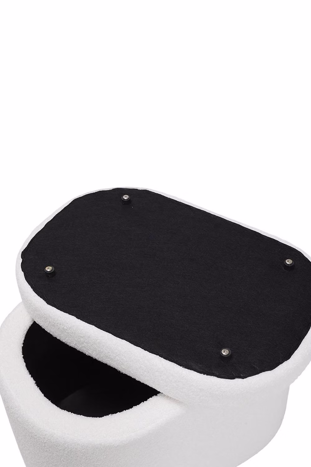 Living and Home Modern Teddy Fleece Storage Ottoman in White with Plastic Legs – 4