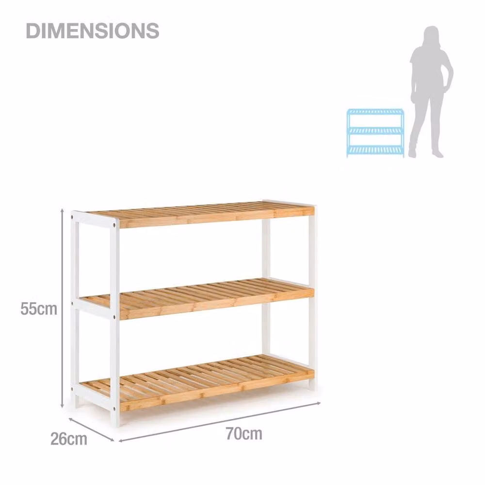 EONLION 3 Tier Bamboo Shoe Rack Stand in Brown, Width: 50 cm – 2