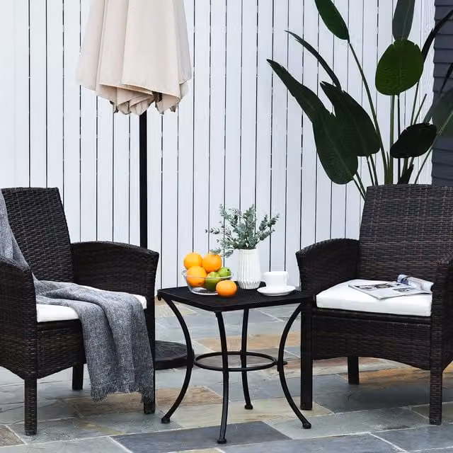 Outsunny Square Metal Garden Bistro Table, Black, W/D/H: 45 x 45 x 45 cm