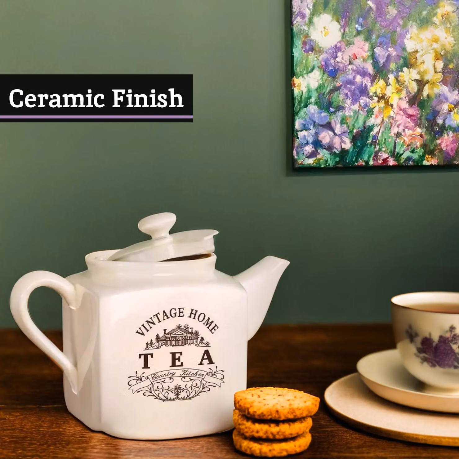 Orsina Ceramic Square Teapot in Beige, Black or White – 2