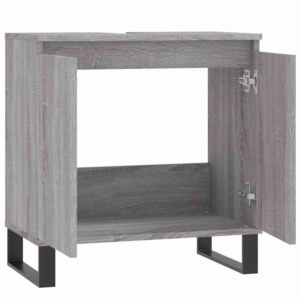 Berkfield Home Grey Bathroom Cabinet with Hinged Doors, W/D/H: 58 x 33 x 60 cm – 2