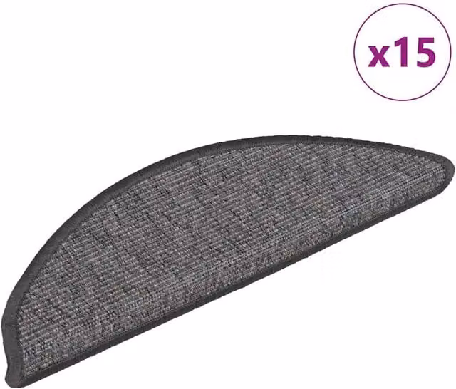 Berkfield Home Self-adhesive Stair Mats, 15 Piece Set, Beige and Grey, W: 56 cm, D: 17 cm, H: 3 cm