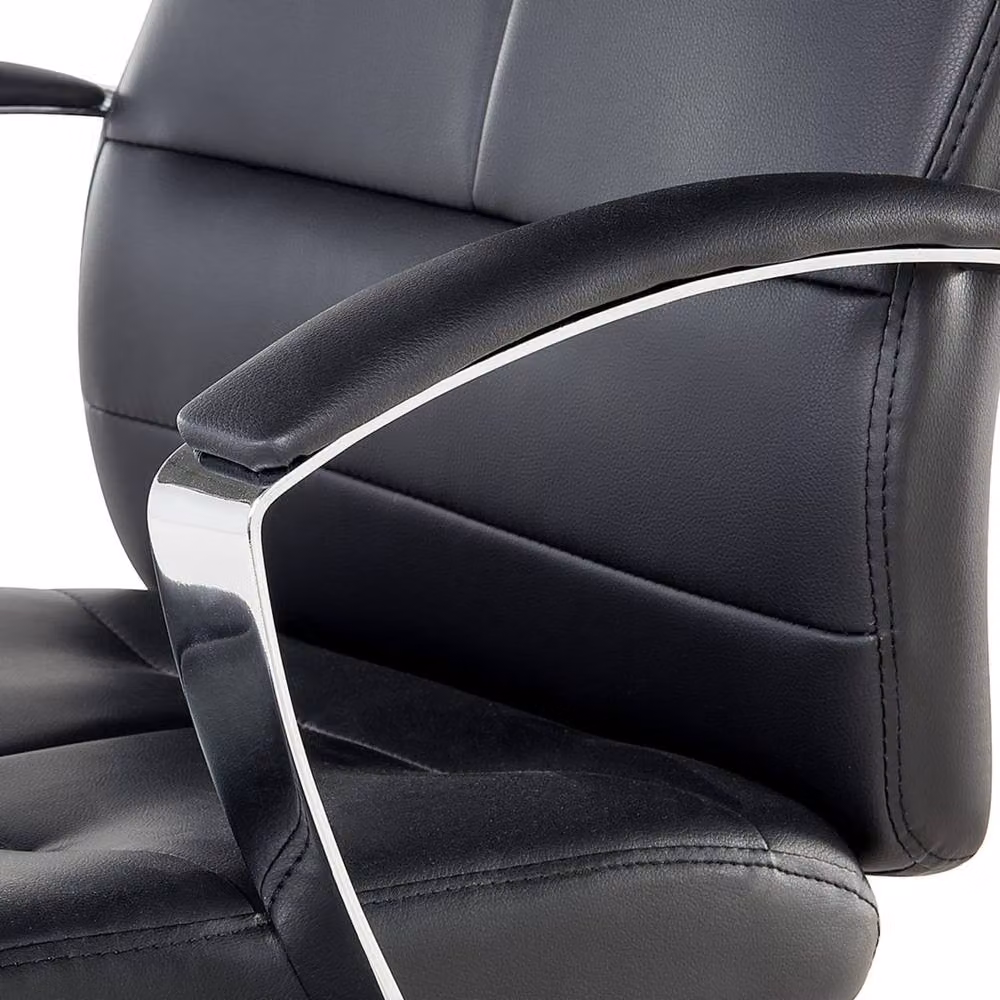 Wyld Haus Black Faux Leather Ergonomic Swivel Chair with Headrest and Armrests – 5
