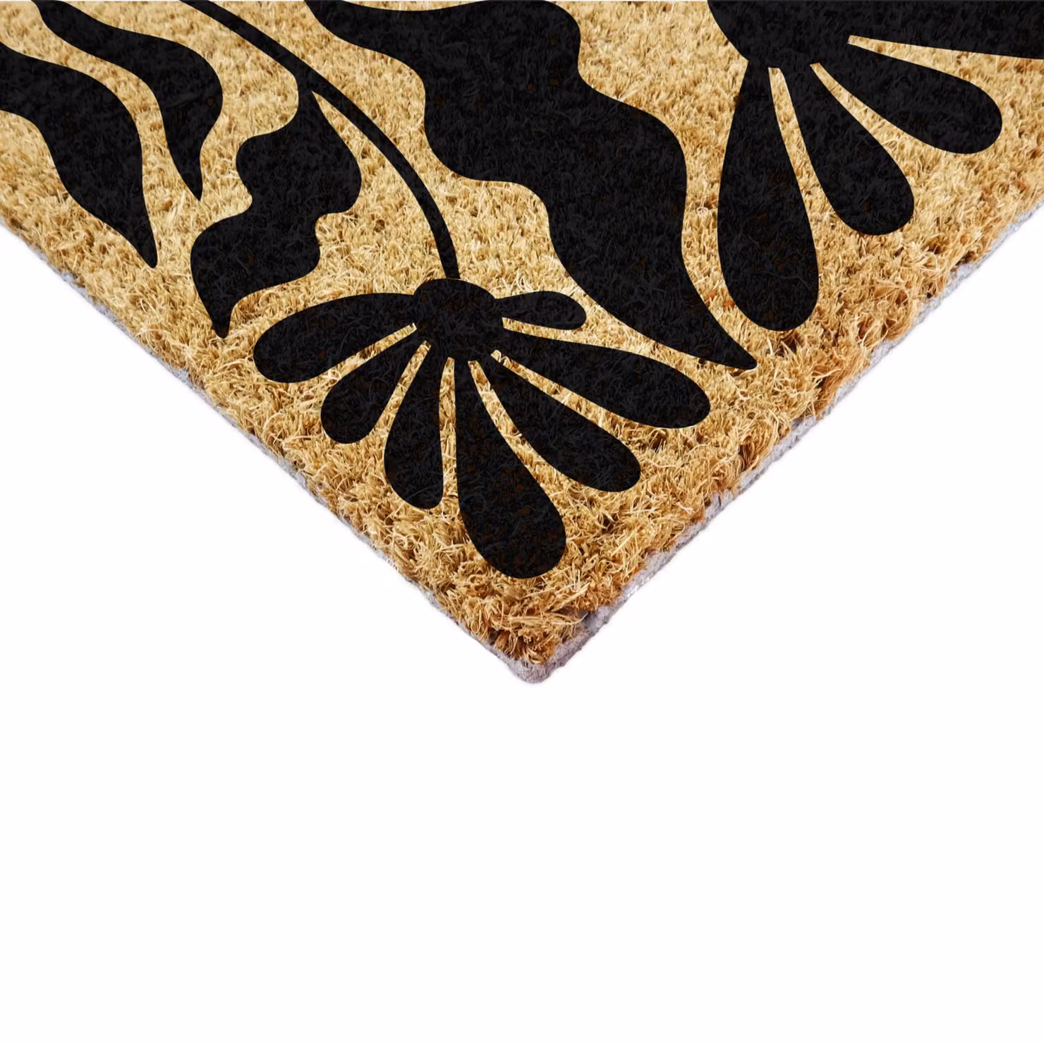 Artsy Mats Black and Brown Floral Pattern Coir Doormat, W: 90 cm, D: 60 cm – 6