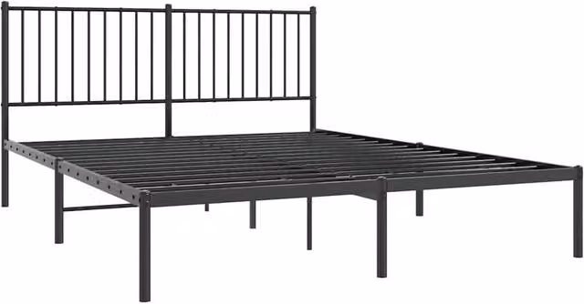 Berkfield Home Metal Bed Frame with Headboard in Black, W/D/H: 160 x 200 x 90.5 cm