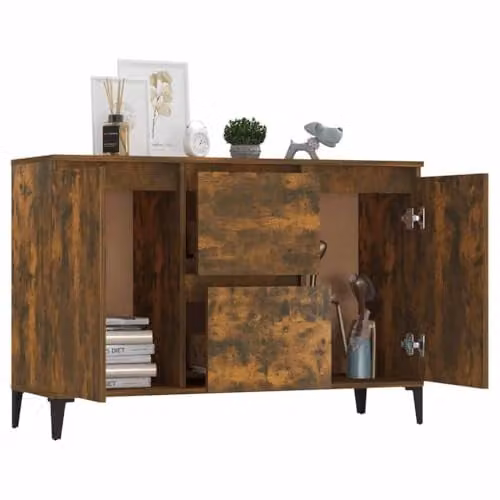 vidaXL Smoked Oak Sideboard in Brown, W/D/H: 102 x 35 x 70 cm – 4