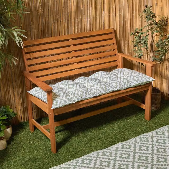 OHS Geo 2 Seater Outdoor Bench Pad in Green with Water Repellent Fabric
