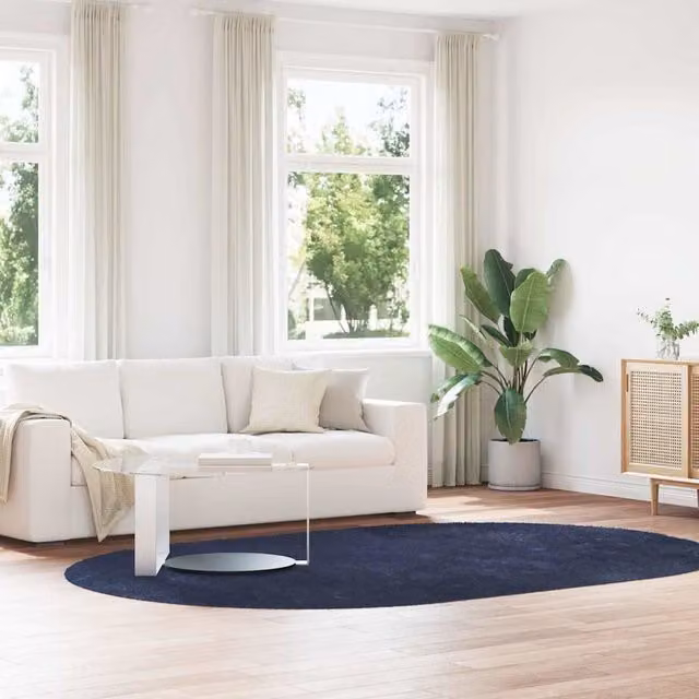 Berkfield Home NAVARRA Navy Blue Shaggy High Pile Polyester Rug, W: 300 cm, D: 200 cm – 1