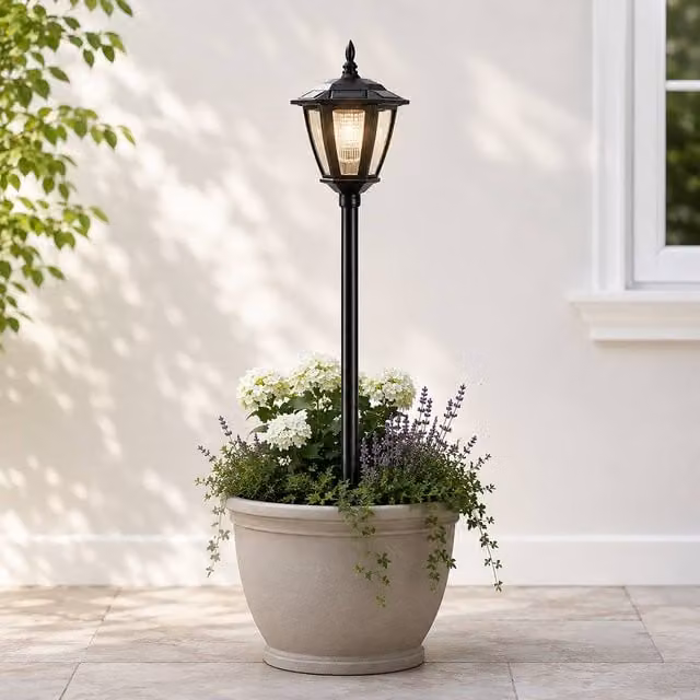 Marco Paul Black Solar Outdoor Post Light with Dusk Sensor, Height: 115 cm