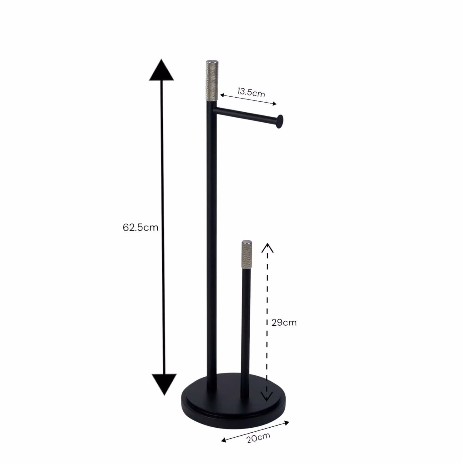 Showerdrape Chester Black and Silver Toilet Roll Holder and Spare Paper Holder Combination with Freestanding Base – 2
