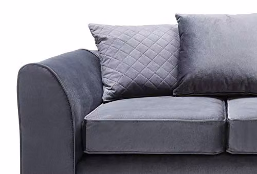 Abakus Direct Chicago 2 Seater Velvet Sofa in Grey, W/D/H: 160 x 89 x 78 cm – 4