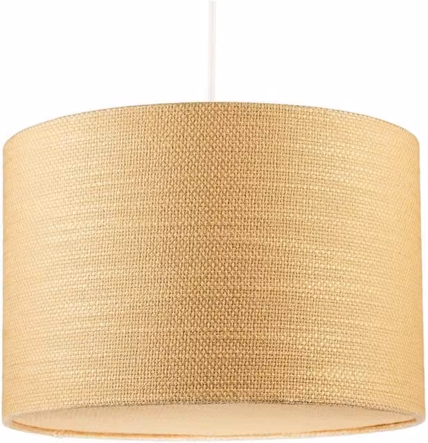 Happy Homewares Yellow Textured Fabric Round Pendant Lighting Shade with Diffuser and Reducer Ring