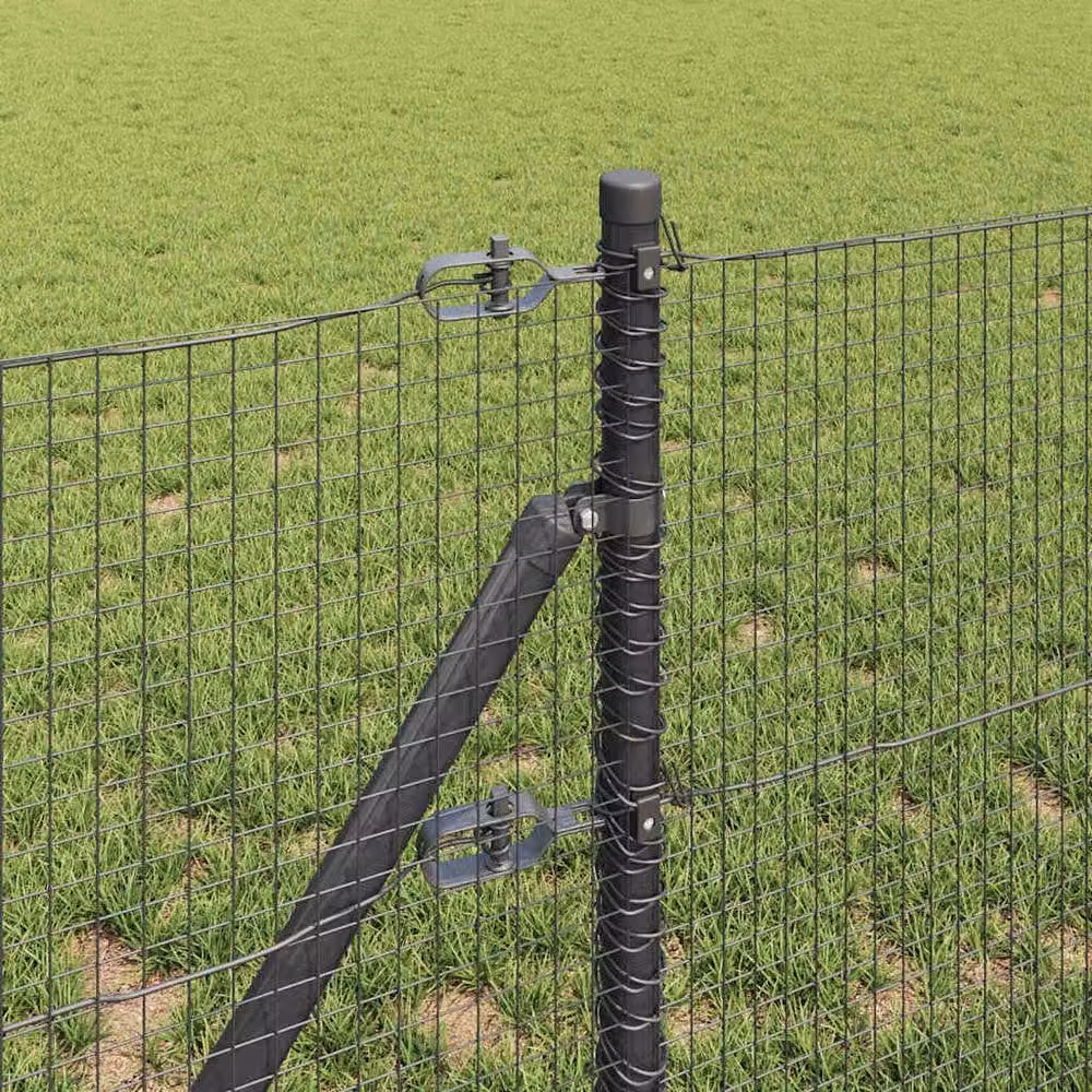 Berkfield Home Modern Welded Wire Fence with 13 Posts, Grey Steel – 3